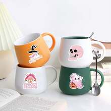 OHOME Halloween Stickers | 52pcs Halloween Party Gifts - Halloween Games Toys Gifts Party Supplies - Crafts Accessories Snacks Bulk Suitable For Classroom, Halloween Party Gifts, Halloween Decorations, New Pink Halloween Graffiti Stickers Cute Ghost Skeleton Decor Stickers For Phone, Skateboard, Cutting Film