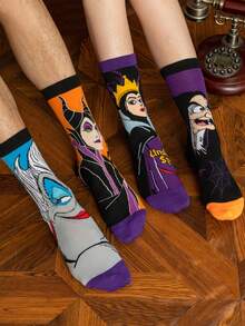 Disney 1/4 双正版反派角色袜子，卡通圣诞新年礼物袜子，创意趣味袜子