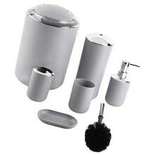 6pcs/Set Bathroom Accessories Set Toothbrush Holder,Trash Can,Soap Dispenser (Gray) - Multicolor - View 1