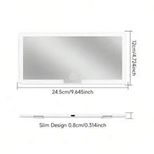 Fccemc Ultra-Thin LED Car Makeup High-Definition Sunglasses Makeup Hanging Frame USB Charging Sunshade Adjustable Light Touch Screen Automatic Facial Makeup Mirror For Women