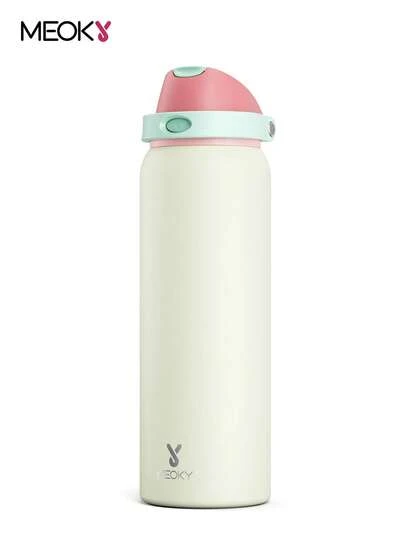 Meoky 40oz Vacuum Insulated Water Bottle with 2-in-1 Straw and Spout Lid, Insulated Cup, Keep Cold 24H, Leak-Proof, Fits in Car Cup Holder, Stainless Steel Tumbler for Sports, Travel, and School