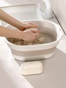 3/1 Stück tragbare Fußsprudelbad Schüssel, Kunststoff Fußwanne, faltbare Badewanne, Wäschekorb, Waschschüssel, platzsparende Aufbewahrungsbox, faltbare Silikonschüssel, faltbare Waschschüssel, tragbare Fußwaschbecken, faltbare Massage Fußsprudelbad Schüssel, Fußpflege Werkzeuge, faltbare Waschschüssel, Gemüsewaschwanne, Fußwaschbecken - Grau - Übersicht 2