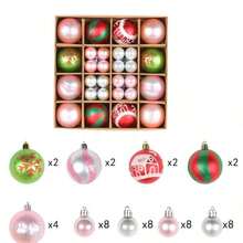 1 set de 42/44 pièces Boîte cadeau de décoration de Noël, Kit d'ornements pour sapin de Noël, Boules de Noël peintes de manière créative pour la maison, les fêtes et l'ornement de l'arbre