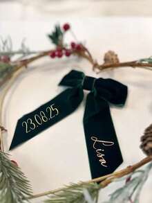 Velvet Ribbon Embroidered Place Cards | Personalized Satin Ribbon For Wedding Table Decor And Rehearsal Dinner | Gift Tags | Customized Place Cards - Multicolor - View 3