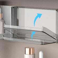 1pc Bathroom Mirror Cabinet Storage Box, Minimalist Makeup Remover Pad Organizer Rack, Dorm Room Essential