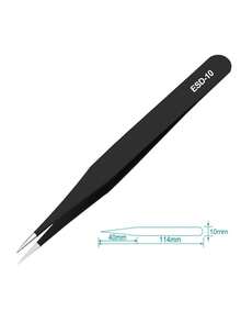 1/2 Stücke Nagel-Kunst Edelstahl Pinzette Schwarze Ellbogen Hand Zelt Clip Haar Picking Nagel Transplantation Wimpern Gerade Pinzette