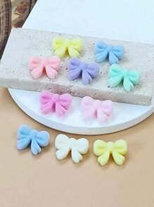 10pcs/Set Mixed Style Flocked Heart, Star, Bell, Bow Beads DIY Decorative Jewelry Accessories