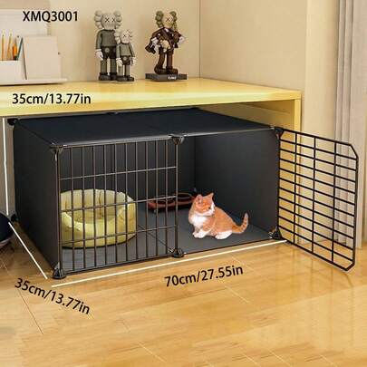 3-Tier Cat Cage With Litter Box, Large Indoor Pet Cage With Free Space, Home Use Cat Villa