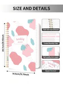 Trees Weekly Planner Notebook Undated Daily Schedule Agenda Sprial Goals Planner With Habit Tracker For Women Teacher Appreciation Gifts - Pink - View 7