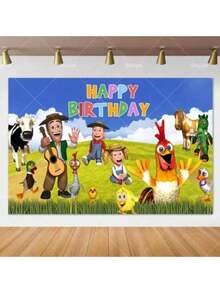 Cartoon Farm Barn La Granja De Zenón Theme Backdrop Birthday Party Decorations Background Photozone Props Poster Gifts - 白色 - 查看 1
