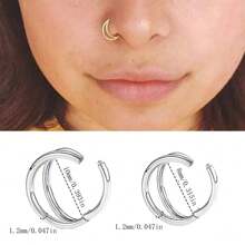 SENLANSP 1pc Double Septum Rings Nose Rings Hoops Cartilage Hoop Earring Piercing Nose Open Stacked Hoop Nose Rings 16G 18G 20G 6/8/10mm,Nose Rings Septum Piercing Clicker Nose Hoops Piercings Hinged Segment Rings Helix Piercing Unisex Body Jewelry,3 Layers Hinged Septum Nose Rings, Nose Piercing Jewelry Helix Cartilage Tragus Earrings Piercing Jewelry For Women