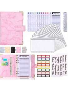 1set A6 Budget Binder With Zipper Envelopes,Money Saving Binder, Money Organizer, Saving Challenge Book With Envelopes, Budget Book, Budget Planner, Budget Book With Cash Envelopes - Multicolor - View 10
