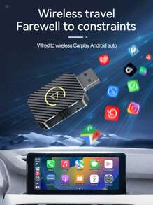 二合一无线 Android Auto 和 CarPlay 适配器 - USB-C/PD 兼容、即插即用、低延迟、已启用、USB- (5V) 带无线、兼容 IOS10+ 和 Android 11+、仪表盘接收器、智能手机和汽车、无线加密狗，可实现无缝连接 - 銀色 - 查看 4