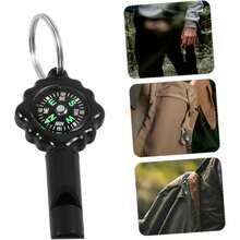 1pc Outdoor Survival Whistle Keychain High-Precision Compass Portable Emergency Whistle Pendant For Hiking And Camping Sleek For Easy Visibility