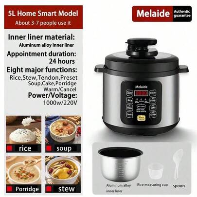  Nồi áp suất điện đa năng Melaide Nồi cơm điện thông minh Nồi nấu ăn chống dính 220V Tám chức năng Quà tặng Heloween Quà tặng Giáng sinh