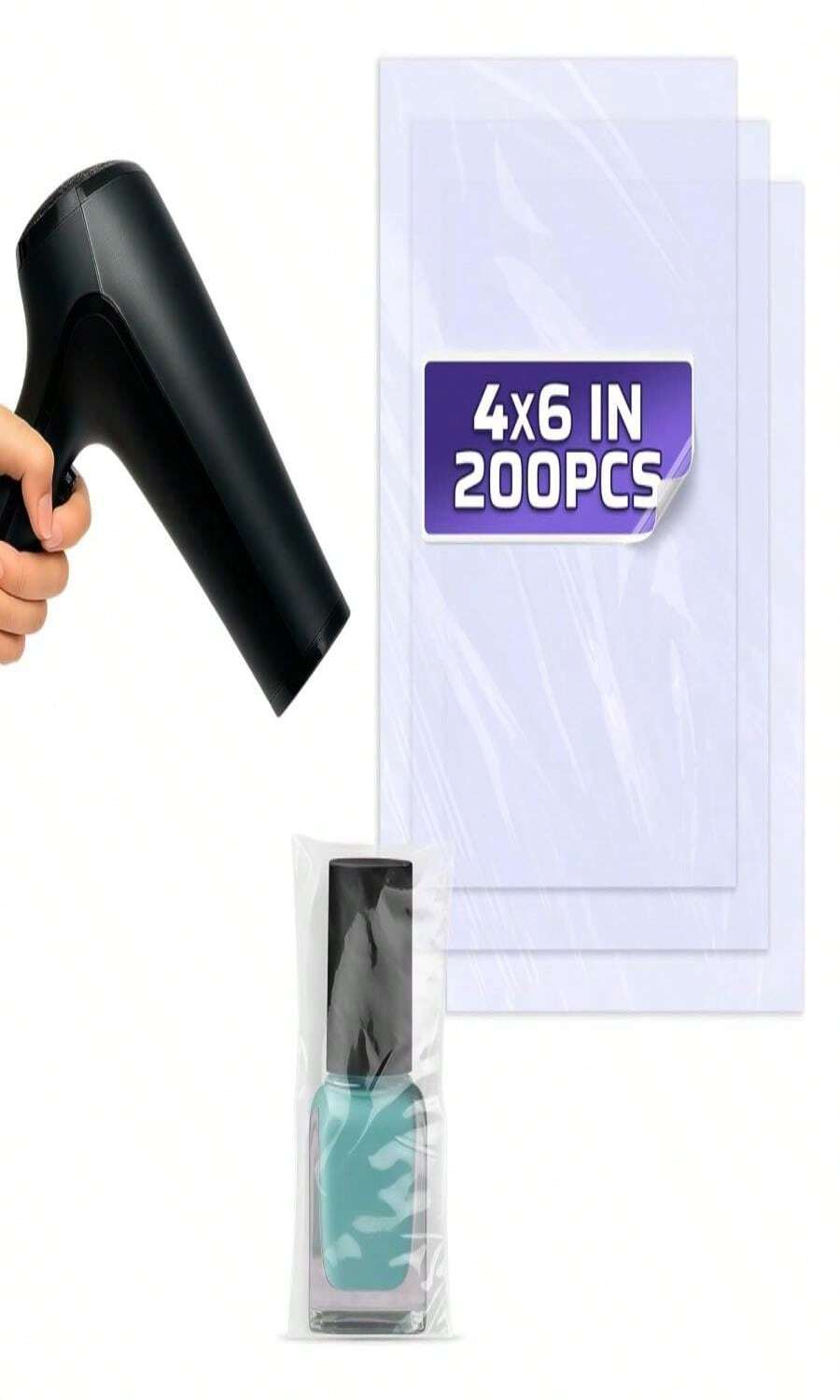 200Pcs Heat Shrink Wrap Bags – 3 Sizes 4x6" (120) 8x10" (50) 10x12" (30) Clear PVC Plastic – Compatible With Any Heat Gun Or Hair Dryer At Medium Temperature – Great For Wrapping DIY Crafts And Gifts - 杏色 - 查看 1
