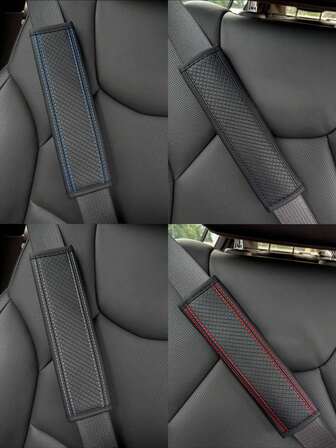 Car Seat Belt Shoulder Pad, Embossed Fiber & PU Leather, Universal Car Seat Belt Shoulder Pad, Suitable For All Year Round