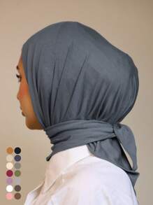 1pc/2pcs Women Solid Color Muslim Convenient Headscarf, Slouchy Sewing Style Triangle Scarf, Breathable Sun Protection Classic Headwrap, Suitable For Daily Wear, Elegant & Fashionable Muslim Hijab - Multicolor - View 14