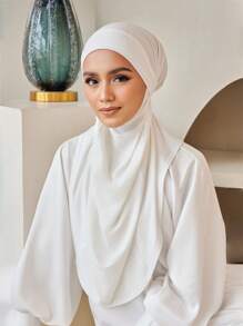 1pc Instant Hijab Muslim Instant Khimar, Soft, Comfortable, Breathable, Skin-Friendly Crystal Linen Fabric, Forehead Strap Design For Secure Fit, Multiple Wearing Styles, Suitable For Daily Life, Worship, Gathering, Prayer, Pilgrimage