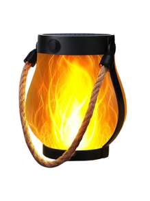 1/2 件太阳能火焰吊灯 - 3D 闪烁 LED 具有逼真的余烬效果，IP65 防水花园吊灯适用于露台凉亭，锻铁悬挂装饰