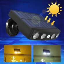 1pc Solar Powered Outdoor Wall Light, Outdoor Garden Solar Light With Motion Sensor, Fake Surveillance Light, Super Bright 4 LED Large Night Light, 5 LED Multi-Function Small Stake/Wall Light, 1200mAh Lithium-Ion Battery Solar Charging, Simulated Security Camera Design, 3 Lighting Modes, No Remote Control Included - Black - View 5