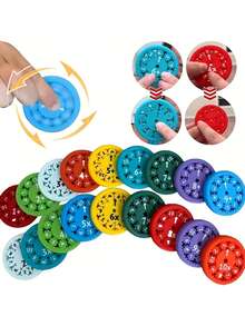 一套9个双面数学手指算术陀螺玩具（颜色随机）。这是一款寓教于乐的数学益智玩具，适合男孩女孩练习和锻炼算术技能。 - 彩色 - 查看 10