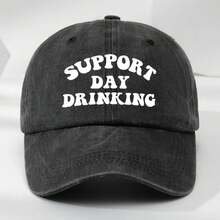 1 Piece MAKEFGE Casual Polyester Baseball Cap, Soft Non-Stretch Fabric, Letter Pattern, Hand Washable, Supports Japanese Drinking Style Washing Cap, Suitable For Outdoor Sports And Sun Protection - màu đen - Xem 2