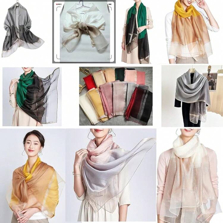 Womens Scarves Lightweight Silk Scarf Shawls And Wraps For Evening Dresses Summer Beach Wedding Shawl Giftshalloween - 新米色 - 查看 4