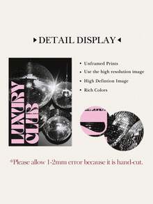 3 Pieces Cheetah Painting Posters Disco Ball Print Pictures Lucky Art Paintings Lip Wall Picture Luxury Club Wall Arts Bedroom Wall Decor Pink Room Decoration Stuff No Frame