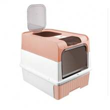 Cat Litter Box, Enclosed Toilet House, Cat Litter Scoop And Deodorizing Bag Box Included, Removable Tray, Load Capacity 15 Kg, Pink/Black/Grey - Hồng - Xem 4