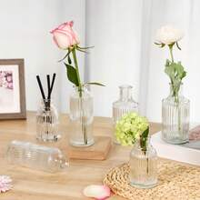 Tomnk Glass Bud Vases Set Of 9 Or 12 Or 36, Small Mini Flower Vases Bulk Pack For Centerpiece Table Decor, Wedding Reception Party Baby Shower, Vintage Home Decor Clear Glass Vases Set For Mother's Day Decor, Ideal Mother's Day Gift - 無色 - 查看 10
