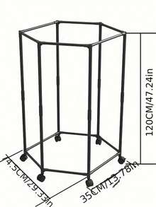 6-Sided Rotating Clothes Rack With Wheels - Sturdy Metal Tube, Freestanding Hanger, Portable Design, Efficient Clothing Storage And Display, Black/White, Laundry Room Organizer | Hexagonal Design | Metal Structure, All-Season Laundry Organizer | Hexagonal Shape - Multicolor - View 3