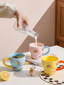 CRAYON SHINCHAN 340 ml Tasse en céramique en forme de gourde officielle Crayon Shin-Chan, tasse à lait créative pour le petit-déjeuner, tasse à café pour couple, cadeau d'anniversaire