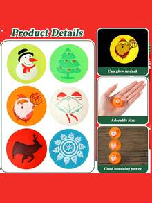 10/20 Bolinhas Saltitantes Brilhantes de Natal, Bolinhas Saltitantes Luminosas, Bolinhas Saltitantes de Borracha de 1.06-Polegadas, Pacote, Adequadas para Presentes de Jogos de Festa de Aniversário, Presentes de Natal, Lembrancinhas de Festa (Estilos Aleatórios)