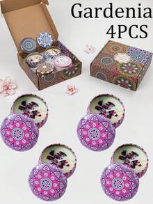 4/1 Scented Candle Set With Colorful Box, Multiple Scent Combinations, Pleasant & Rich Fragrance, Smokeless, Long Burning Time - Christmas Gift Ideal For Family & Friends,Christmas Candle,Gift Sets For Women For Wedding, Birthday, Festivals, Wedding Souvenirs,Aromatherapy Candles For Home,Candle Present For Men And Women, For Birthday Christmas Day Yoga Bath, Valentine's Day Gift, Home, Hotel Decoration, Retro Pattern Design, Soy Wax, - Multicolor - View 43