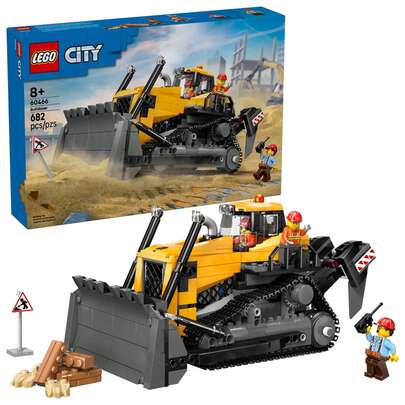 LEGO Stadsgula bulldozer byggarbetsplats leksak för barn, åldrar 8+ - Låtsaslek och byggklossar med byggtema med leksaksbulldozeridé för pojkar och flickor