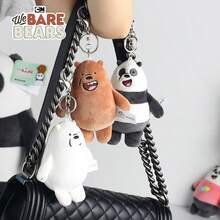 12 cm officiell We Bare Bears plyschnyckelring hänge, docktillbehör, födelsedagspresent, väskberlock, klassisk panda grizzlyisbjörn - Multifärgad - Visa 3
