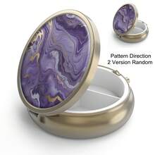 HION Hộp đựng thuốc Hộp đựng thuốc có gương Hộp đựng thuốc nhỏ 3 ngăn cổ điển để đựng trong ví hoặc túi Hộp đựng thuốc tròn nhỏ bằng đồng trang trí bằng kim loại đựng thuốc Vitamin Quà tặng độc đáo - Nhiều màu - Xem 17