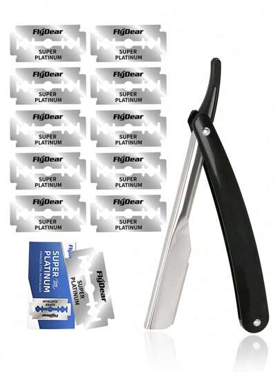 Men & Women Home And Salon Use Straight Razor Set, Includes Folding Straight Razor And Ultra-Thin Sharp Stainless Steel Double-Edged Blades