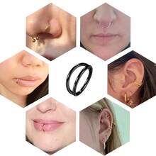 SENLANSP 1pc Double Septum Rings Nose Rings Hoops Cartilage Hoop Earring Piercing Nose Open Stacked Hoop Nose Rings 16G 18G 20G 6/8/10mm,Nose Rings Septum Piercing Clicker Nose Hoops Piercings Hinged Segment Rings Helix Piercing Unisex Body Jewelry,3 Layers Hinged Septum Nose Rings, Nose Piercing Jewelry Helix Cartilage Tragus Earrings Piercing Jewelry For Women