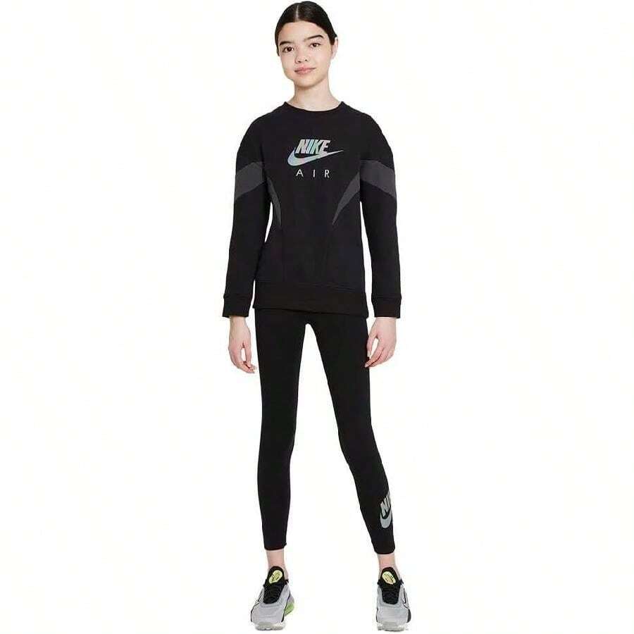 Nike Air Brief Sweatshirt Kids Small Black Gray Crew Neck Long Sleeve GBO273 - màu đen - Xem 1