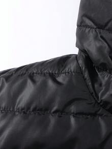 2025 冬季新款男士纯色休闲舒适轻薄简约连帽棉服外套 - 黑色 - 查看 5