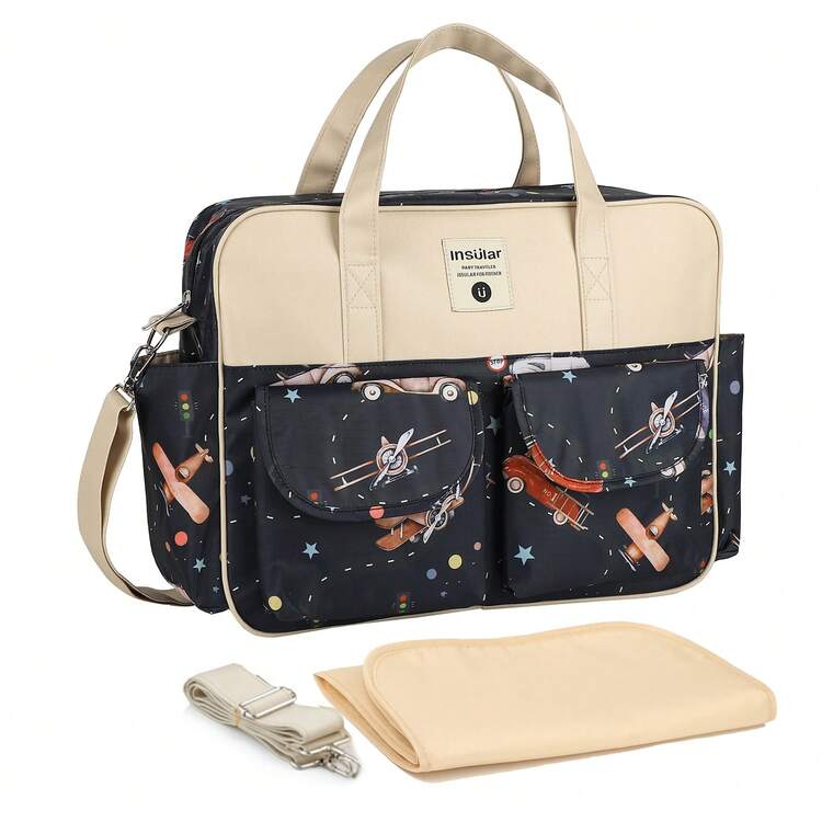 1 件大容量尿布包，妈妈多功能单肩斜挎包，防水孕妇旅行包，医院待产包 - 彩色 - 查看 12