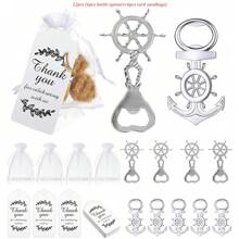 12 pezzi Apribottiglie a forma di timone di nave, bomboniere e decorazioni molto popolari per feste di matrimonio a tema marino, apribottiglie a tema oceano, adatti per feste in spiaggia, addii al nubilato, regali di compleanno, decorazioni e memorabilia, regali e ricordi di matrimonio, regali di San Valentino, forniture per cucina e bar