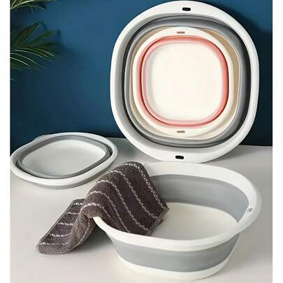 3件套便携式足浴盆，塑料足浴盆，可折叠浴盆，洗衣篮，洗脸盆，节省空间的储物容器，可折叠硅胶盆，可折叠洗脸盆，便携式洗脚盆，可折叠按摩足浴盆，足部护理工具，可折叠洗脸盆，蔬菜清洗盆，洗脚盆