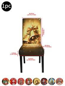 1 pieza/4 piezas/6 piezas/20 piezas Funda de silla impresa en seda de leche navideña, funda protectora elástica impresa para sillas, apta para oficina, sala de estar, hotel, sillas de eventos, árbol de Navidad, Papá Noel, muñeco de nieve, campana navideña