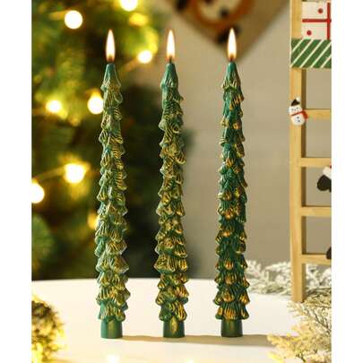 4 件圣诞树烛台，北欧风格圣诞派对装饰品，适合圣诞节、派对、摄影道具、纪念品、聚会、礼物、烛光晚餐、新年