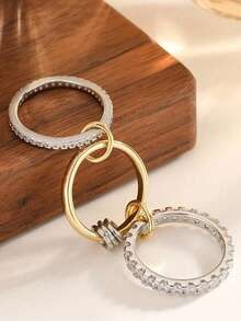 1pc Platinum Stacking Rings, Suitable For S925 Sterling Silver, Elegant European And American Style Jewelry Gift - Interlocking - View 7