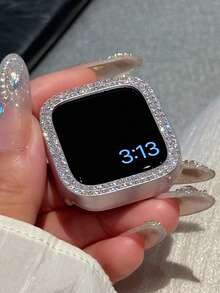 2个闪亮水晶水钻保护壳，双层硬质PC超薄外壳，兼容 38/40/41/42/44/45/46/49mm，适用于 Series Ultra/SE/11/10/9/8/7/6/5/4/3/2/1，智能手表保护壳配件，粉色+星空