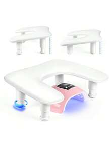 TOEDO Manicurist Armrest: U-Shaped Height Adjustable Large Super Fine Fiber PU Leather Hand Rest Pillow, Suitable For Professional Nail Salons - Acrylic Nail Armrest Pad - White - View 8